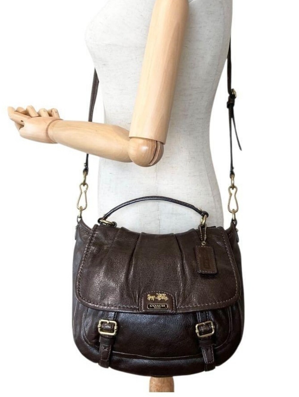 COACH 'MADISON' ANNABELLE' Pebbled Leather Flap Shoulder Bag w/Crossbody Strap - Picture 14 of 16
